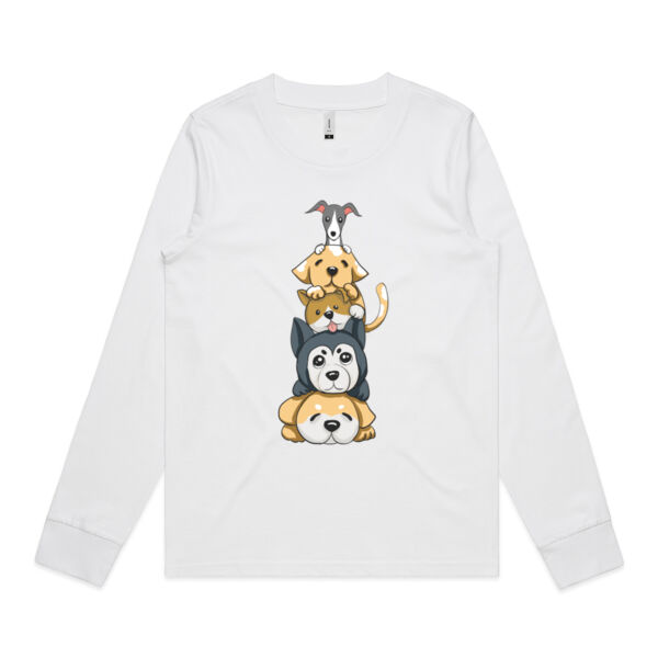 Puppy Stack Womens Long Sleeve Top Thumbnail
